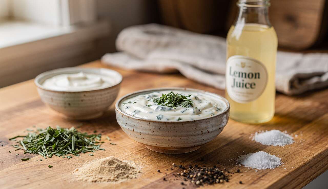 Sauce yaourt vegan aux fines herbes : recette simple
