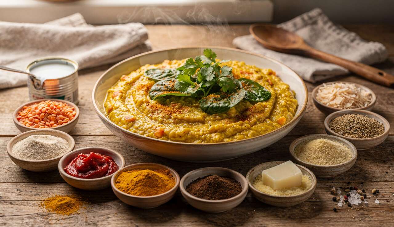 Dhal de Lentilles Corail aux Épinards : recette Santé et Savoureuse