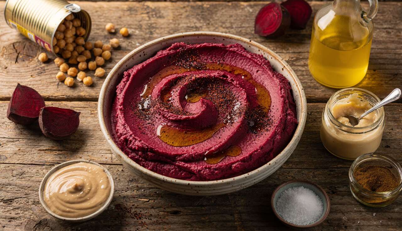 Recette de houmous à la betterave vegan