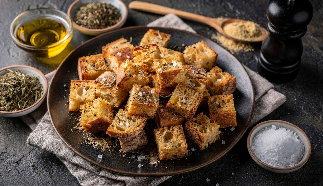 Croûtons à l'ail des ours vegan : recette facile et savoureuse