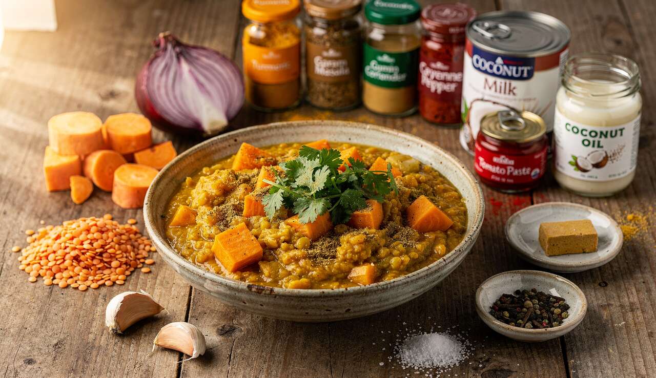 Dhal de patate douce et lentilles : recette saine et délicieuse