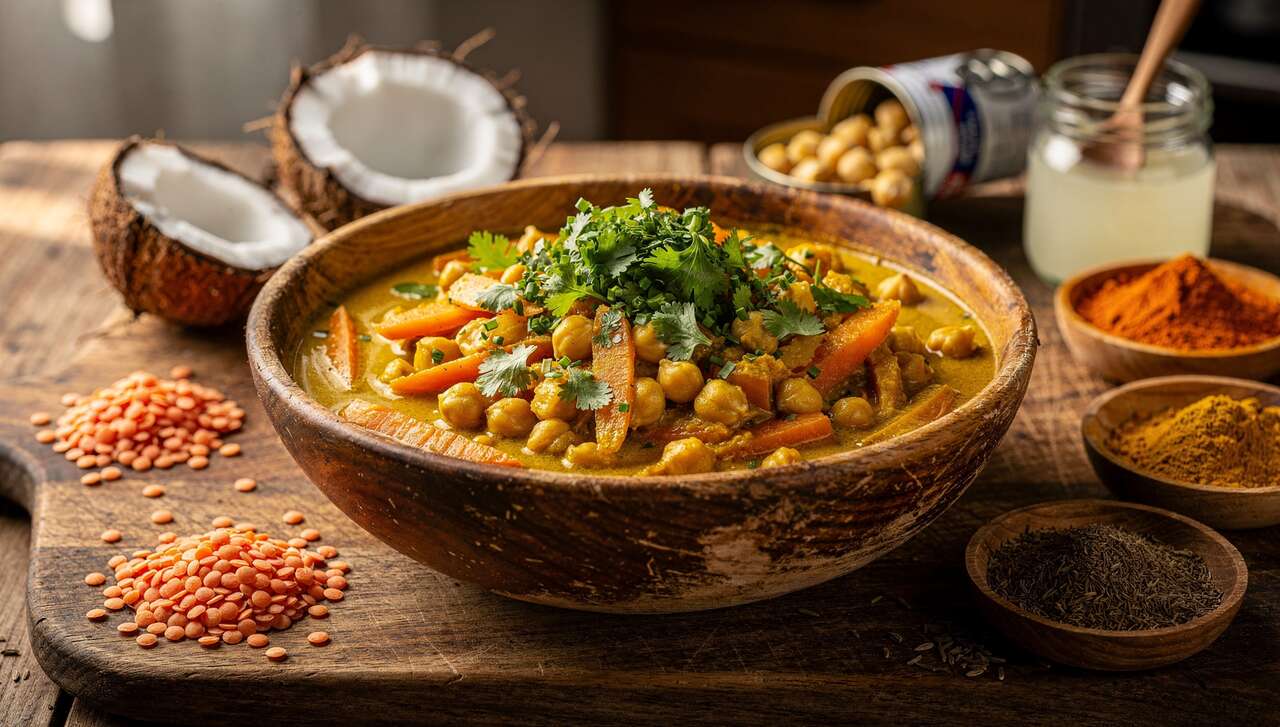 Curry de légumes et lentilles corail : recette savoureuse et saine
