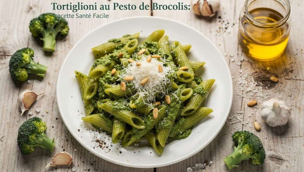 Tortiglioni au pesto de brocolis : recette santé facile