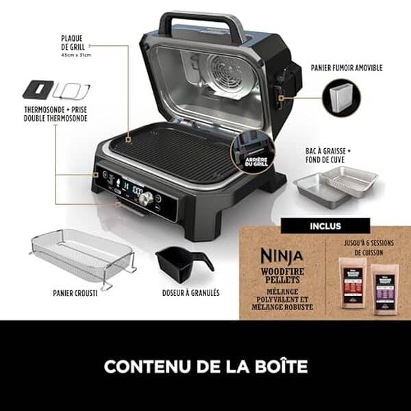 Découvrez le barbecue électrique Ninja Woodfire Pro Connect XL 7-en-1 : polyvalence, innovation et performance pour des grillades réussies à chaque utilisation