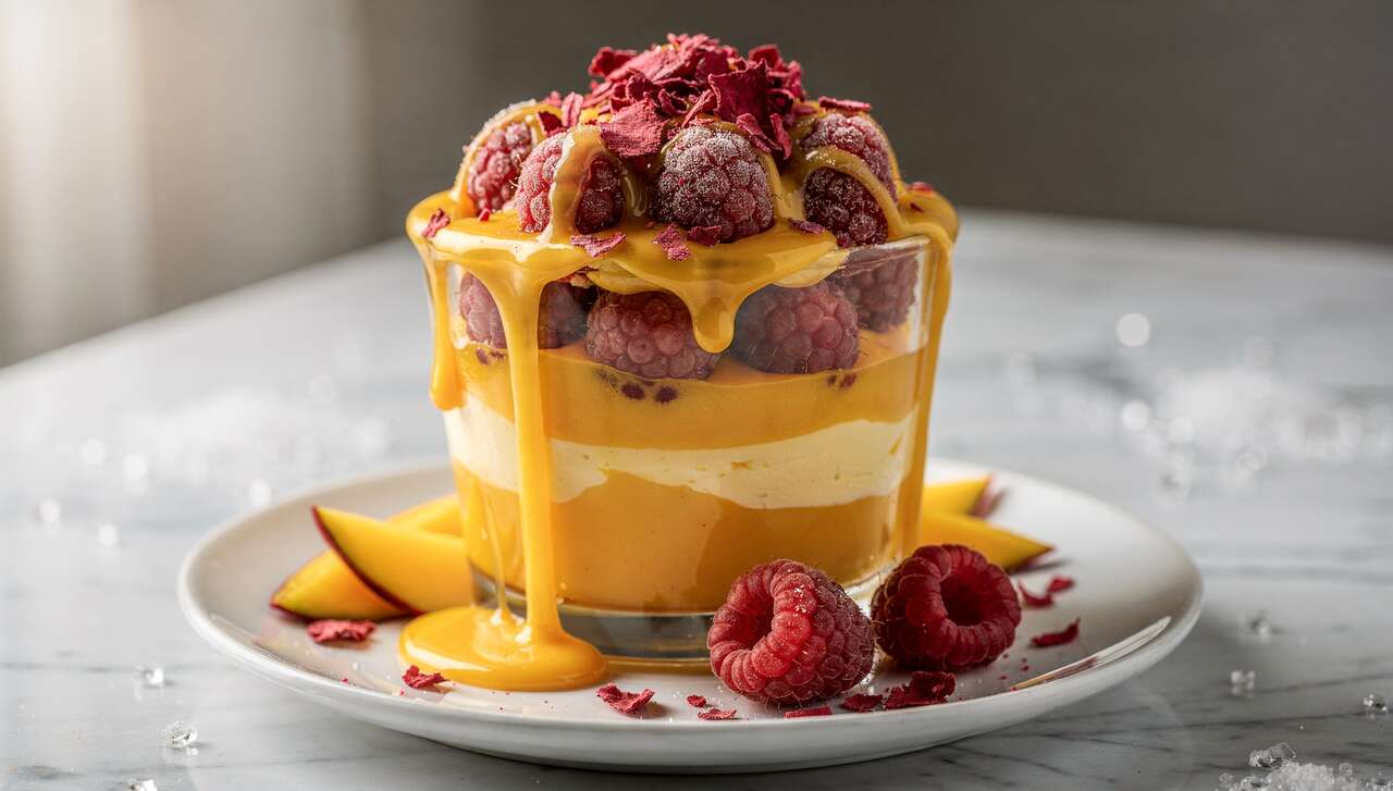Parfait framboise et mangue : dessert raffiné et frais