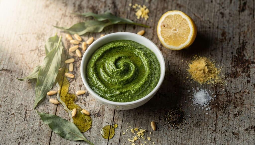 Recette Pesto d'Ail des Ours Vegan : facile et Savoureuse