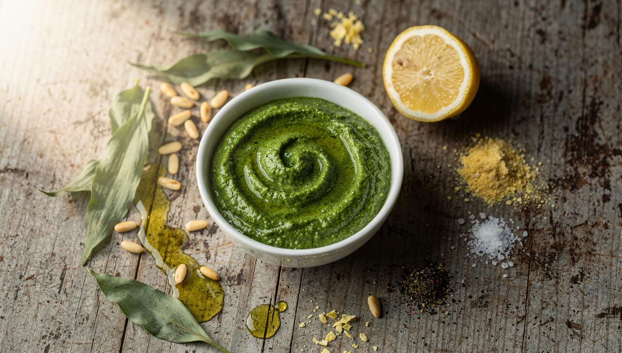 Recette Pesto d'Ail des Ours Vegan : facile et Savoureuse