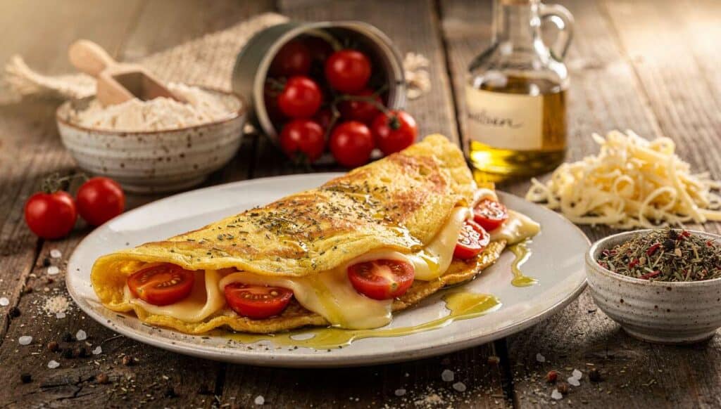 Omelette Wrap : fromage et Tomate Cerise
