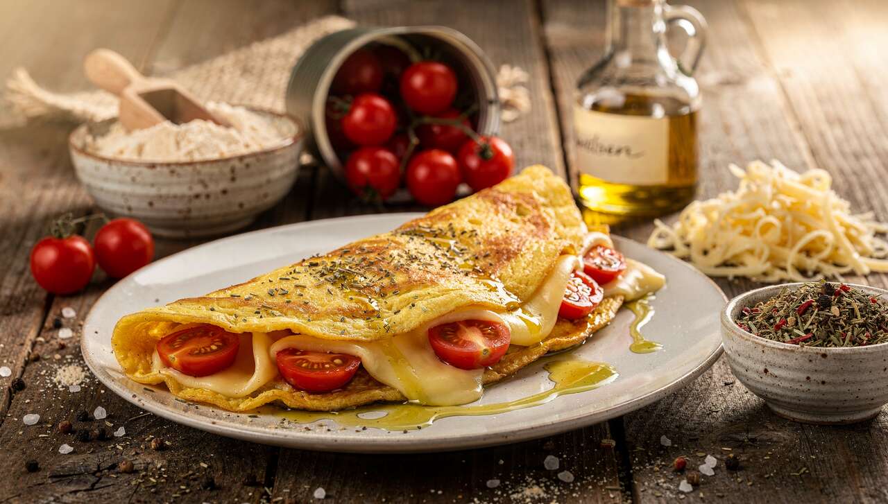 Omelette Wrap : fromage et Tomate Cerise