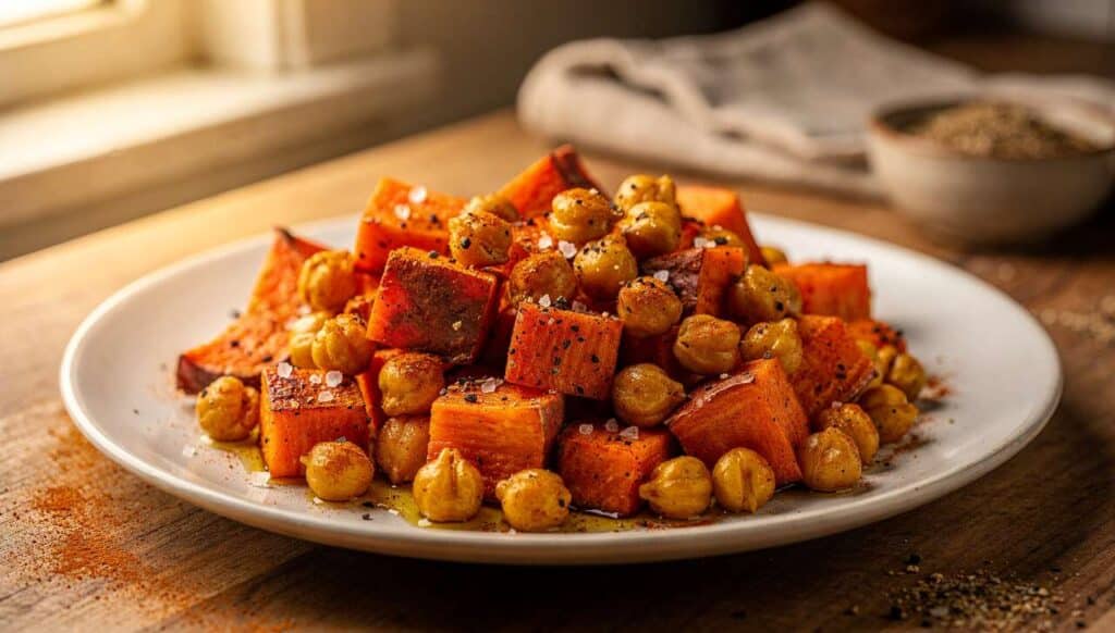 Recette de patates douces aux pois chiches : délice végétarien