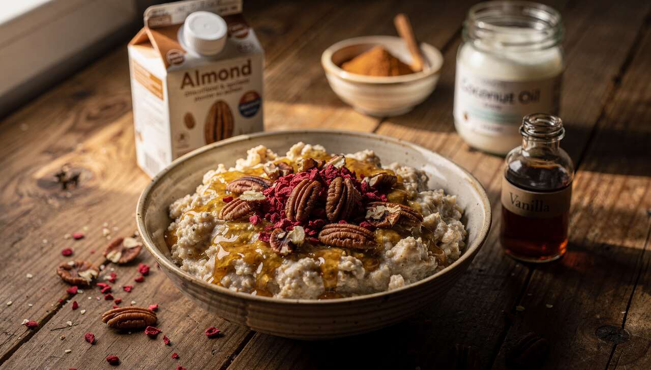 Porridge au four : recette aux noix de pécan et fruits rouges
