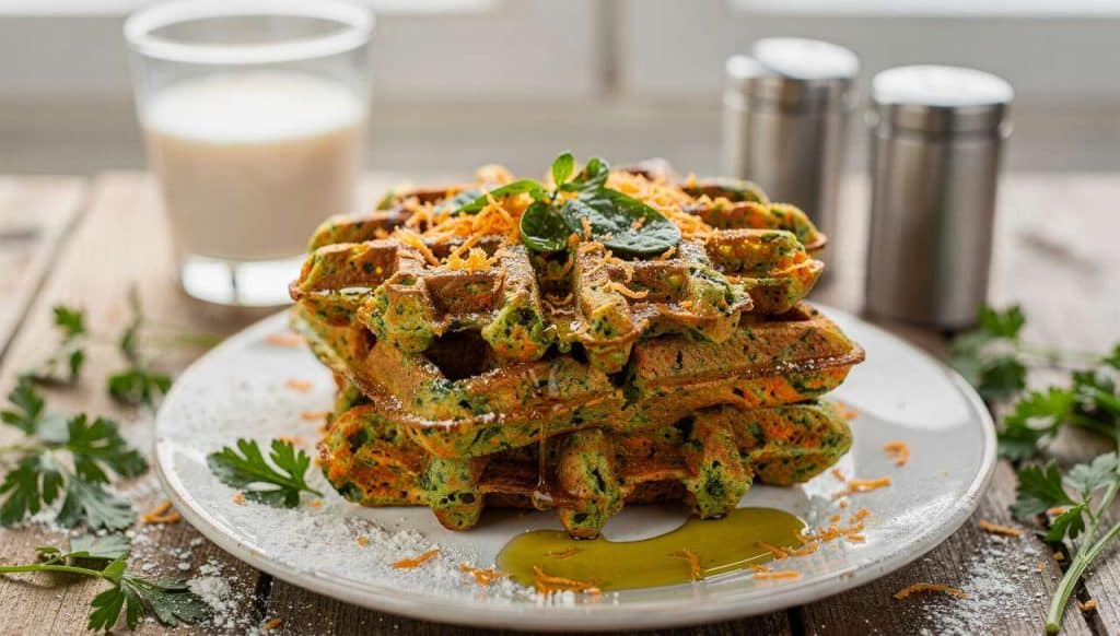 Gaufre saine épinards et carottes : recette facile