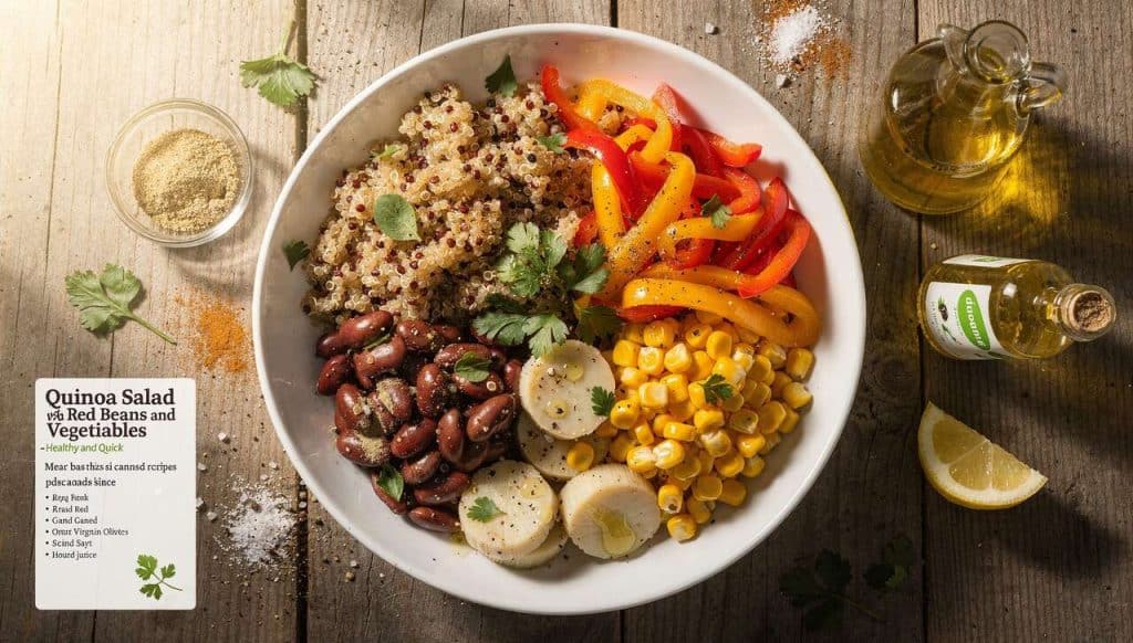 Salade de quinoa aux haricots rouges et légumes : recette saine et rapide