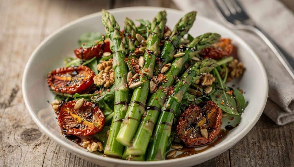 Salade d'asperges et tomates aux graines : délice santé