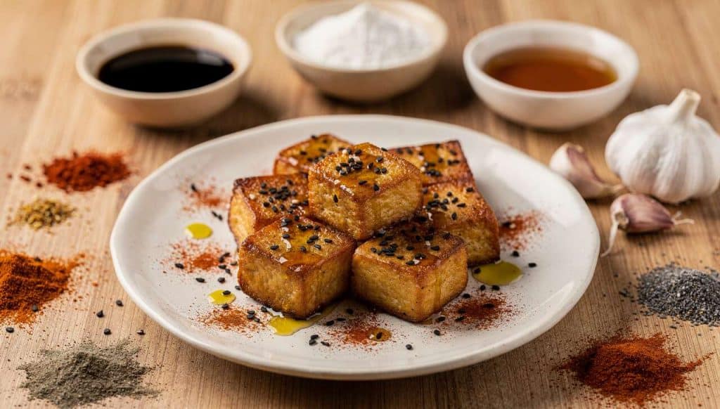Dés de tofu rôtis aux épices : recette vegan savoureuse