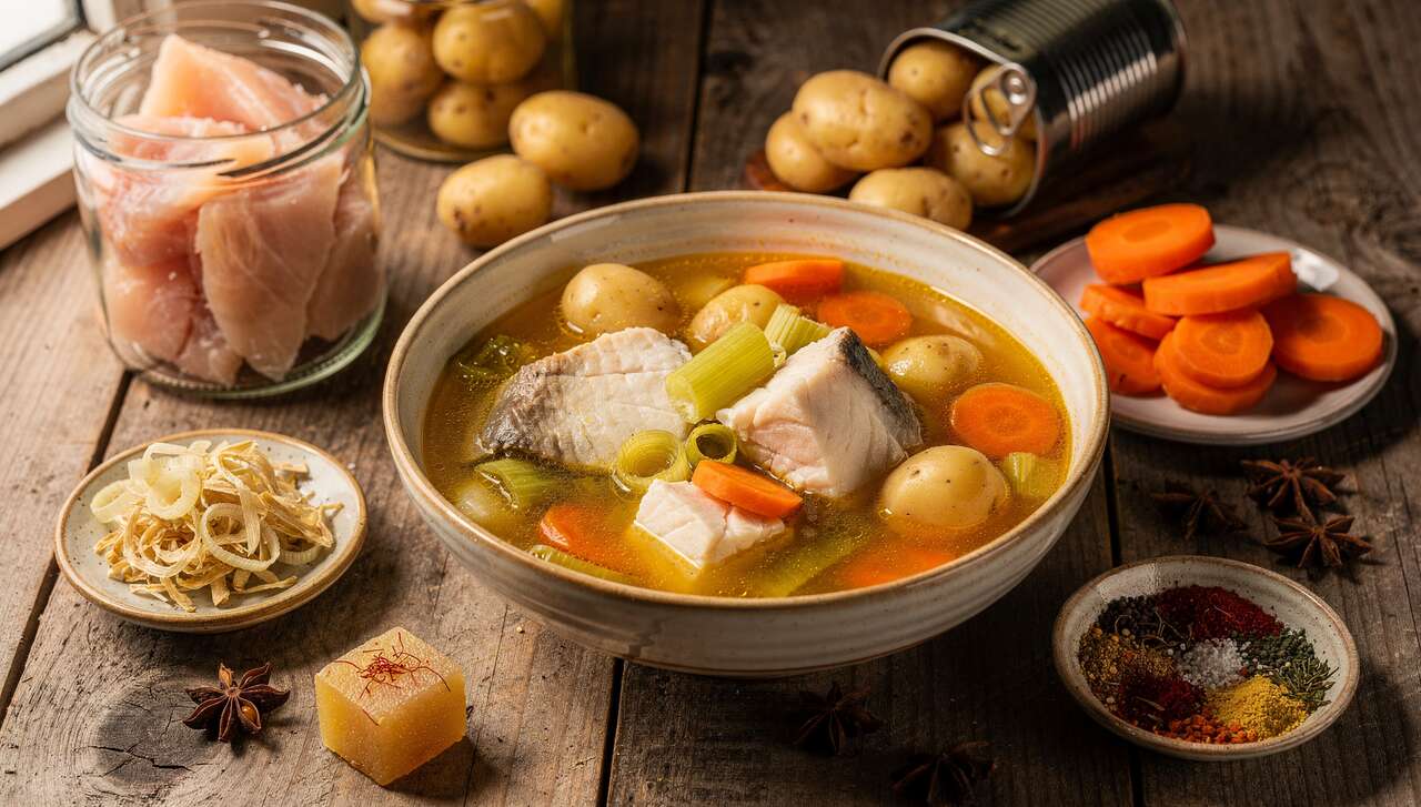 Pot-au-feu de poisson aux épices et légumes