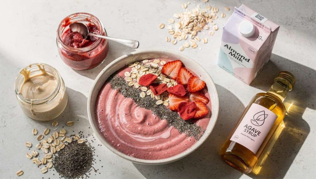 Smoothie bowl fraise rhubarbe vegan : recette gourmande et saine