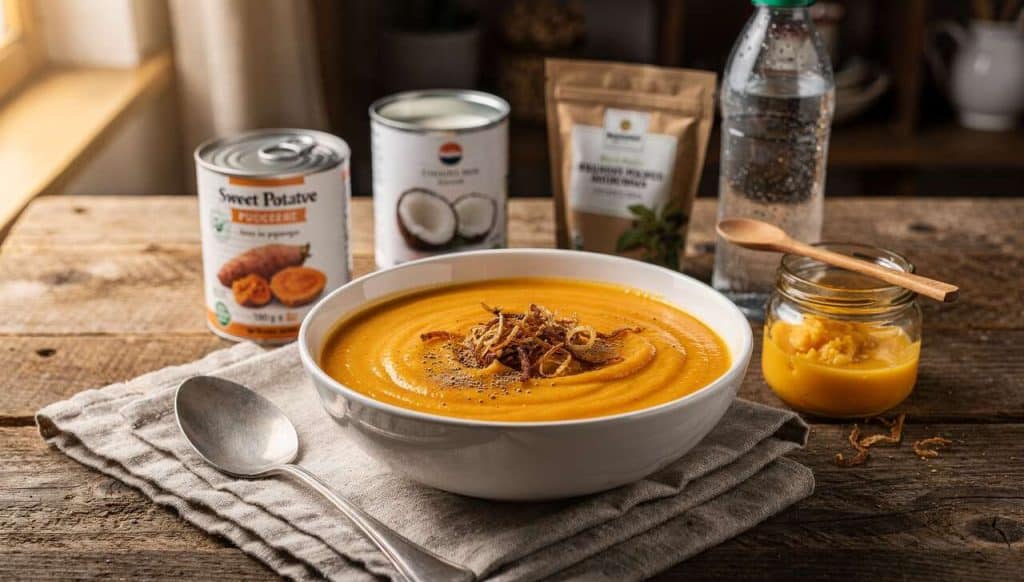 Velouté de patate douce, coco et beurre : recette délicieuse et facile