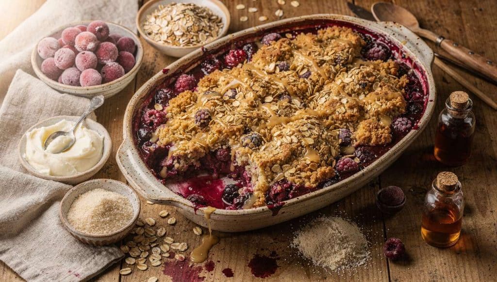 Crumble de fruits rouges au beurre de coco : recette gourmande et saine