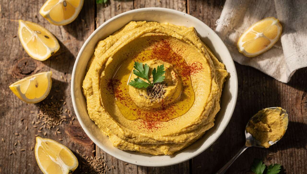 Houmous de lentilles jaunes vegan : recette savoureuse
