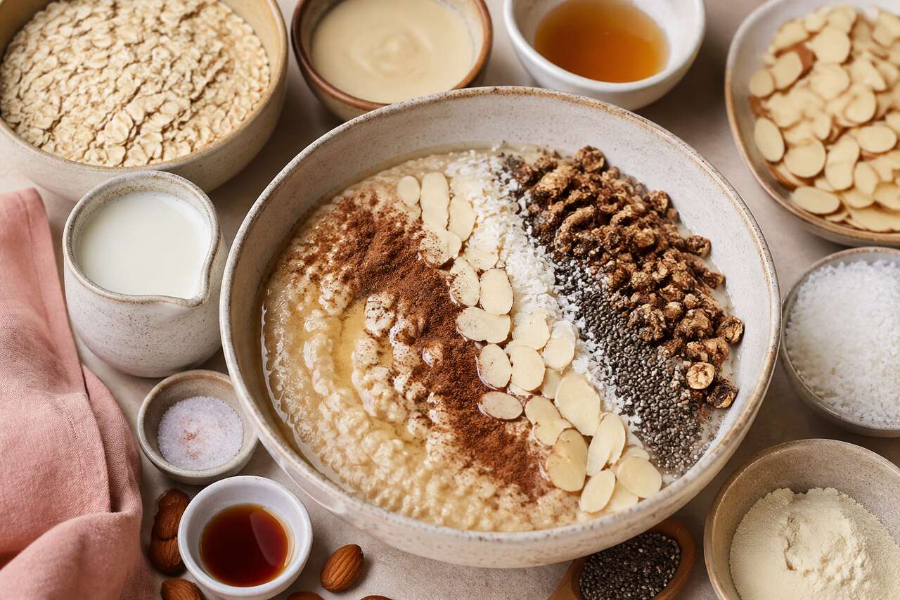 Recette : porridge bowl l'amande vegan