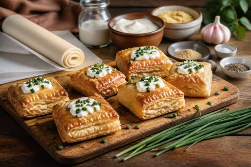 Feuilletés vegan à la crème et ciboule