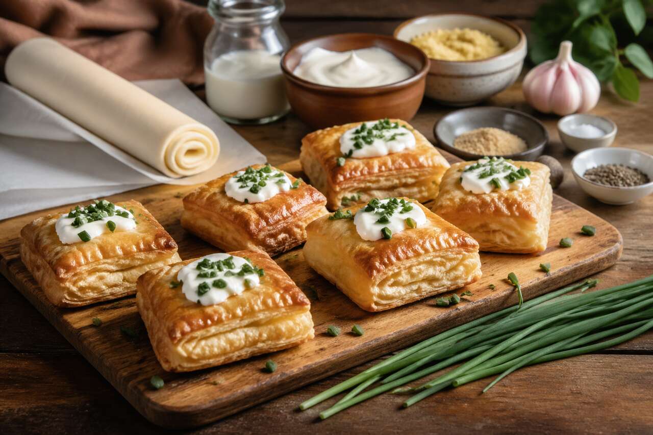 Feuilletés vegan à la crème et ciboule