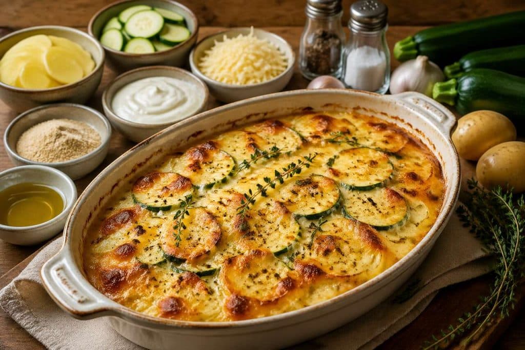 Gratin de courgettes et pommes de terre : recette savoureuse et facile