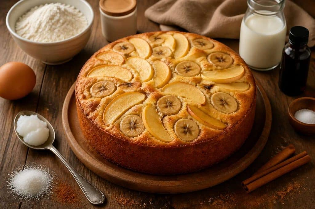 Gâteau léger aux pommes et bananes : la recette facile