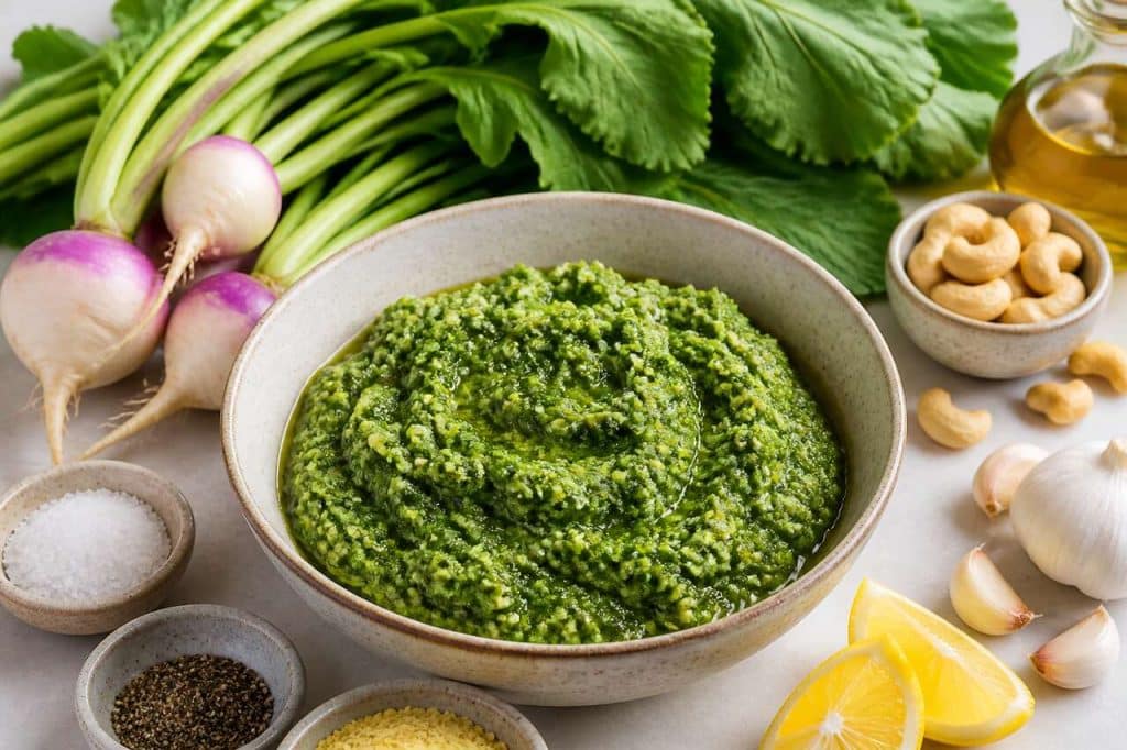 Recette de pesto vegan aux fanes de navets