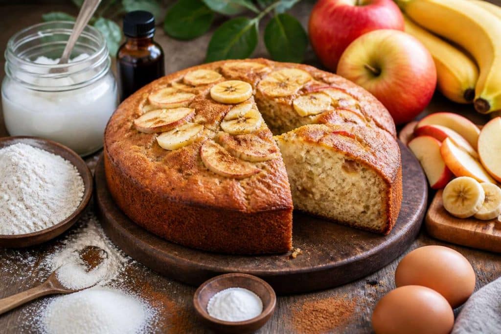 Gâteau léger aux pommes et bananes : la recette facile