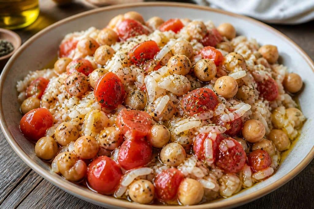 Salade Complète : riz, tomates et Pois