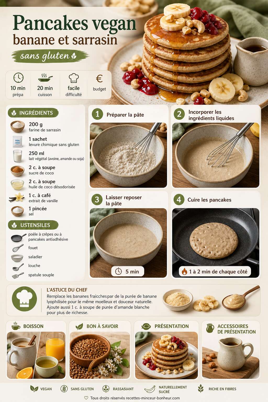 Fiche recette Pancakes vegan : banane et sarrasin sans gluten