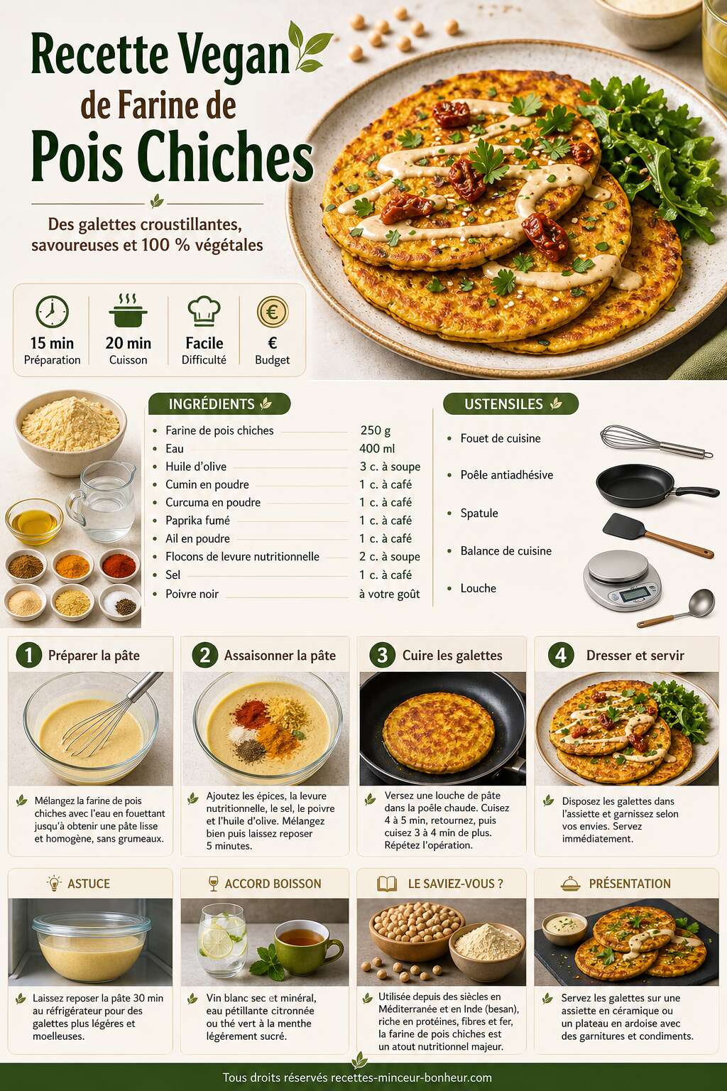 Fiche recette Recette Vegan De Farine De Pois Chiches