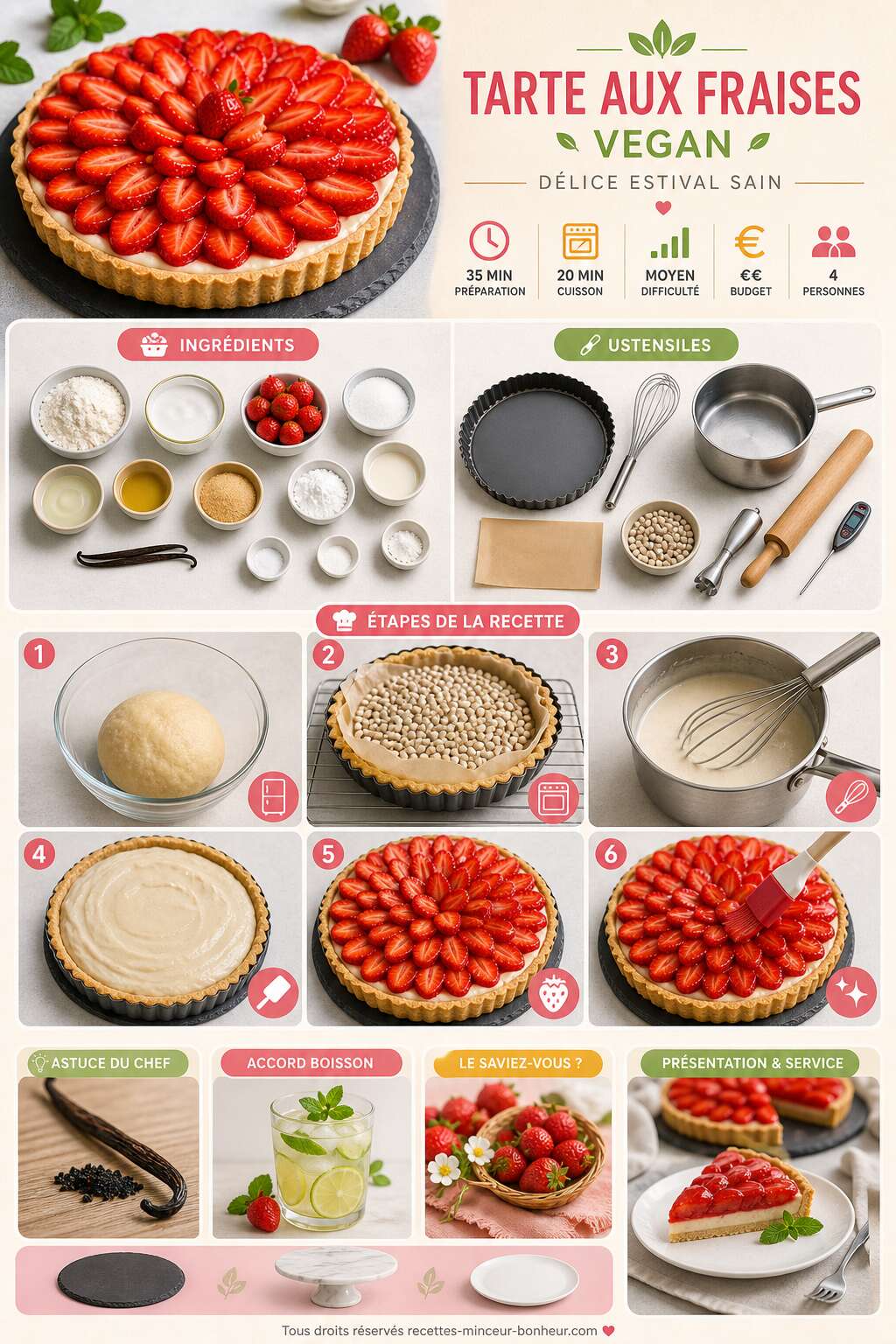 Fiche recette Recette de tarte aux fraises vegan : d&eacute;lice estival sain