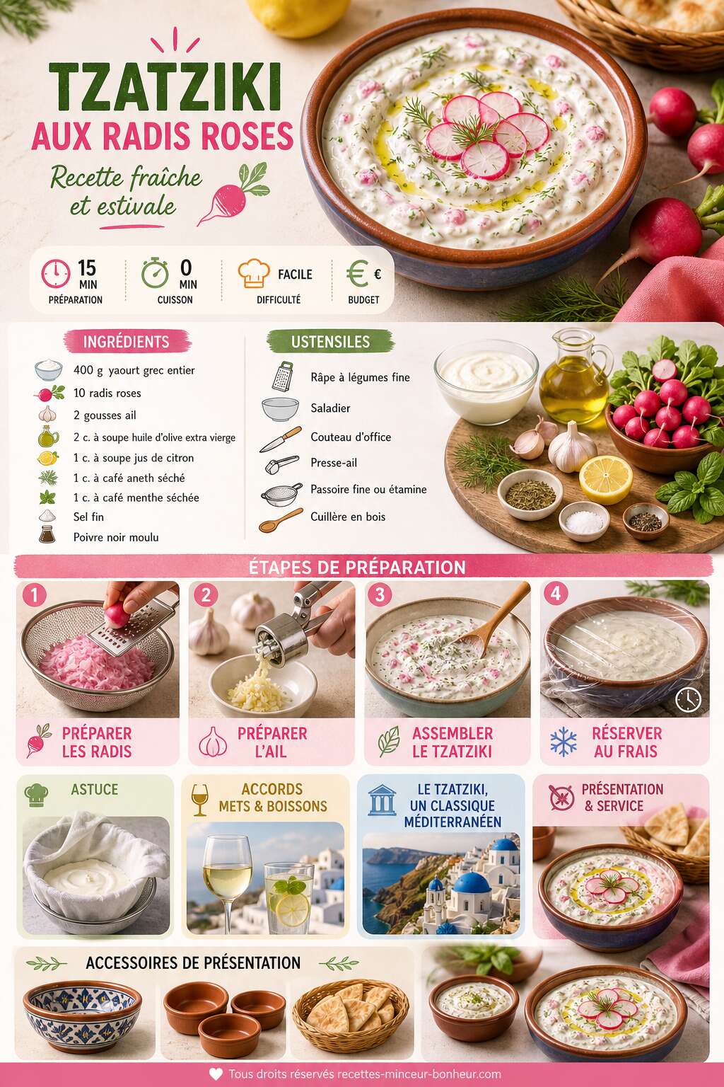 Fiche recette Tzatziki aux radis roses : recette fra&icirc;che et estivale