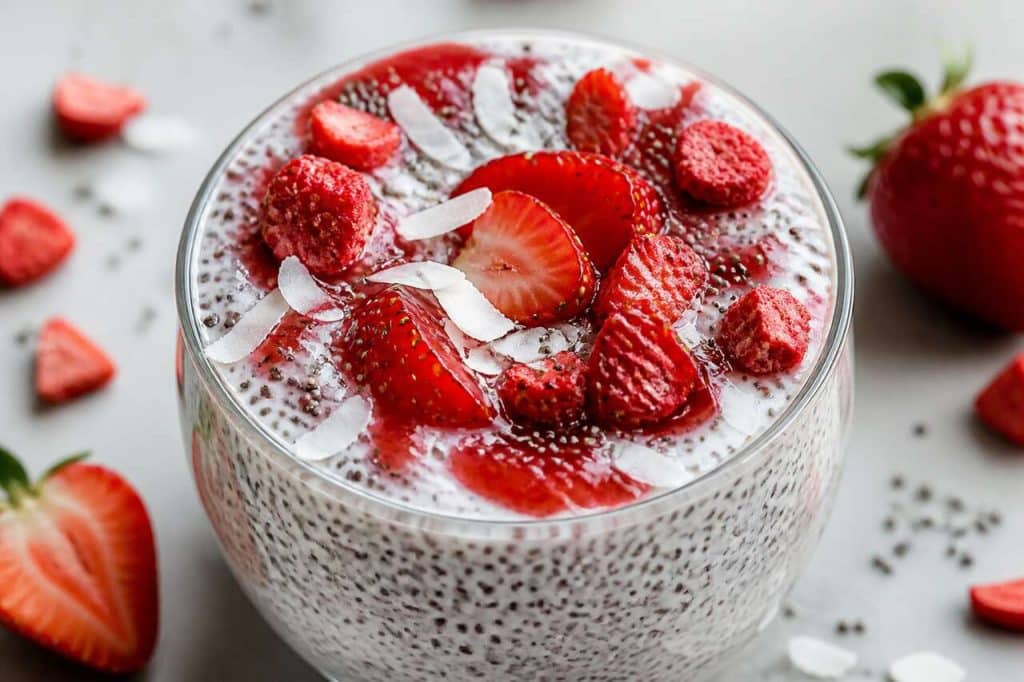 Chia pudding aux fraises : recette vegan délicieuse