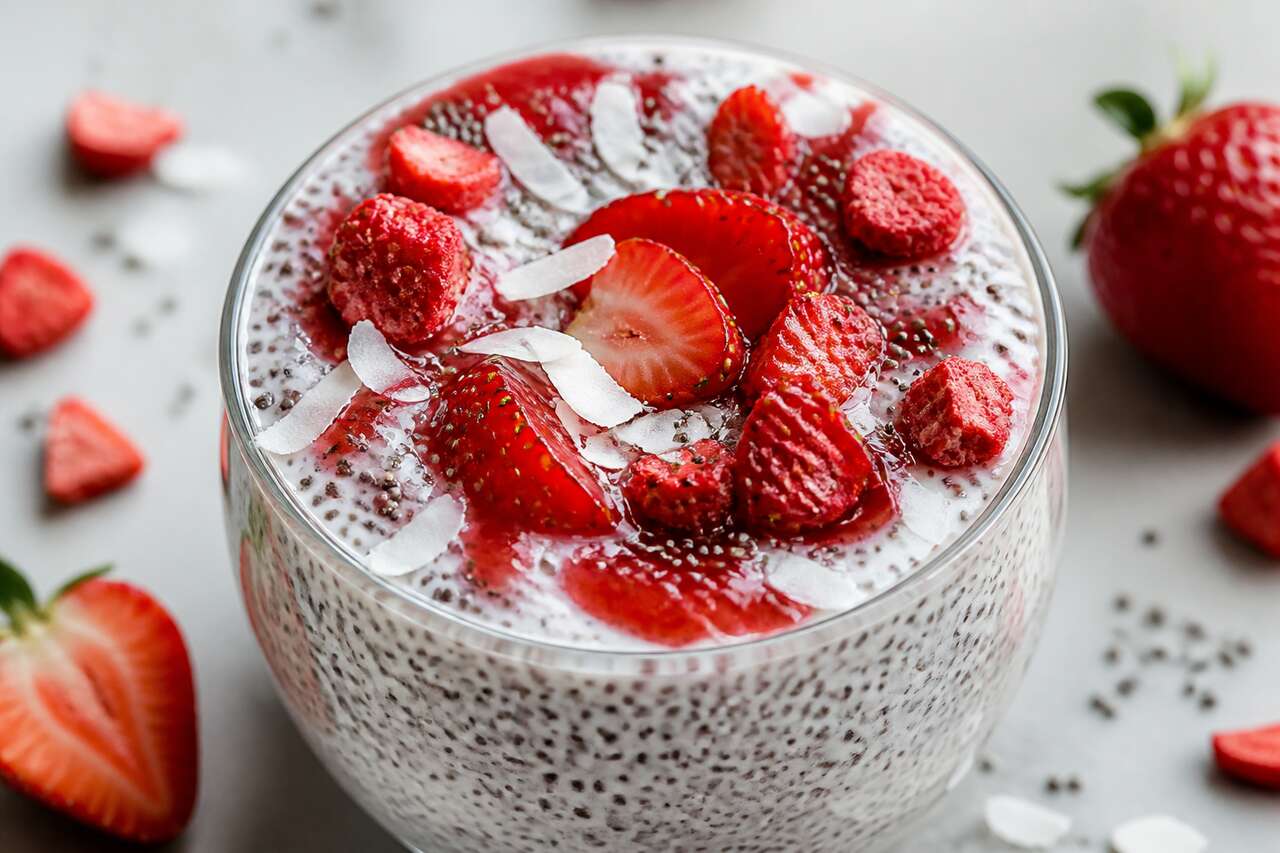 Chia pudding aux fraises : recette vegan délicieuse