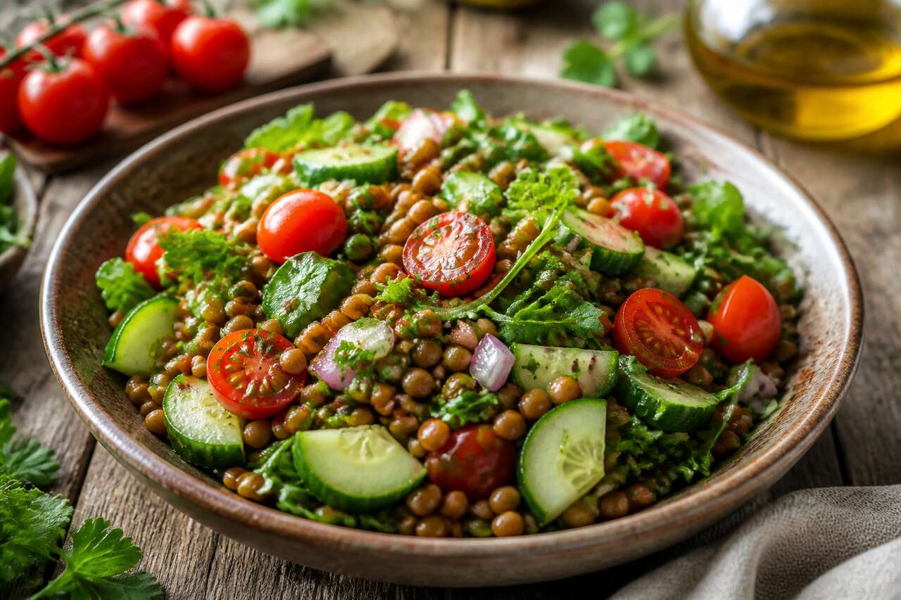Salades gourmandes et équilibrées avec des lentilles Salades gourmandes et équilibrées avec des lentilles