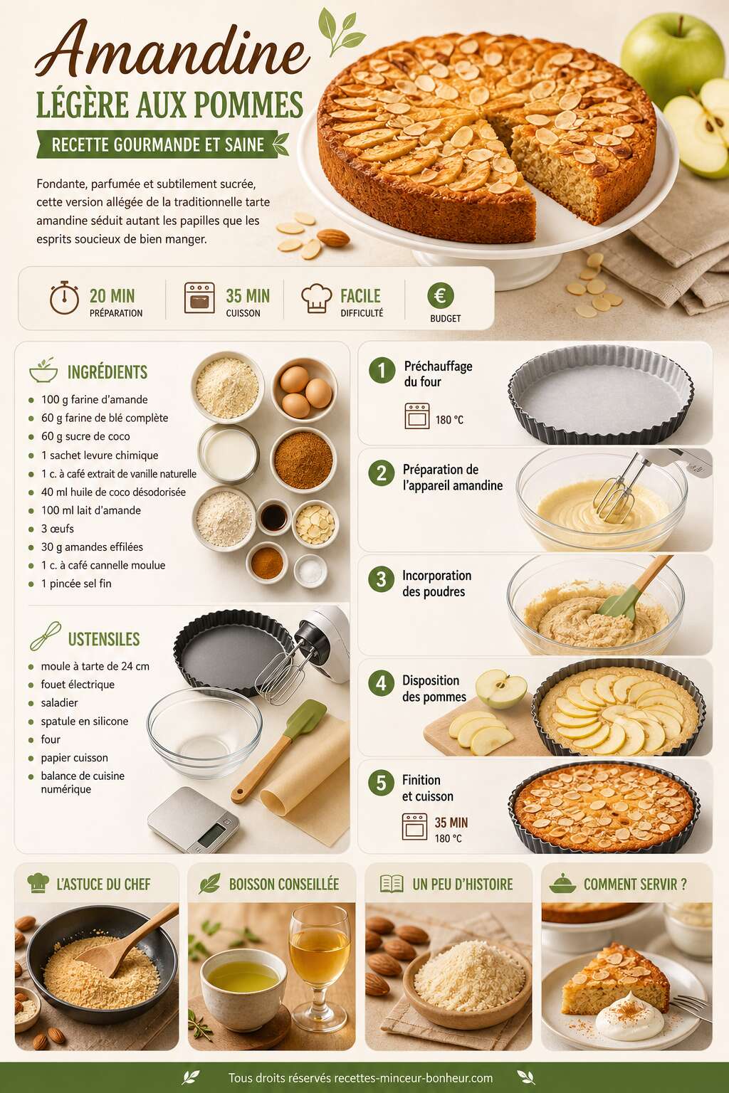 Fiche recette Amandine l&eacute;g&egrave;re aux pommes : recette gourmande et saine