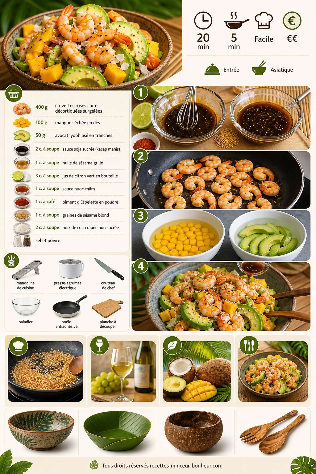 Fiche recette Salade Mangue Avocat Crevettes : recette Exotique Et Rafraîchissante Fiche recette Salade Mangue Avocat Crevettes : recette Exotique Et Rafraîchissante