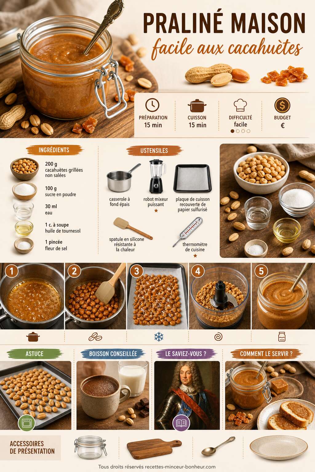 Fiche recette Praliné maison facile aux cacahuètes Fiche recette Praliné maison facile aux cacahuètes