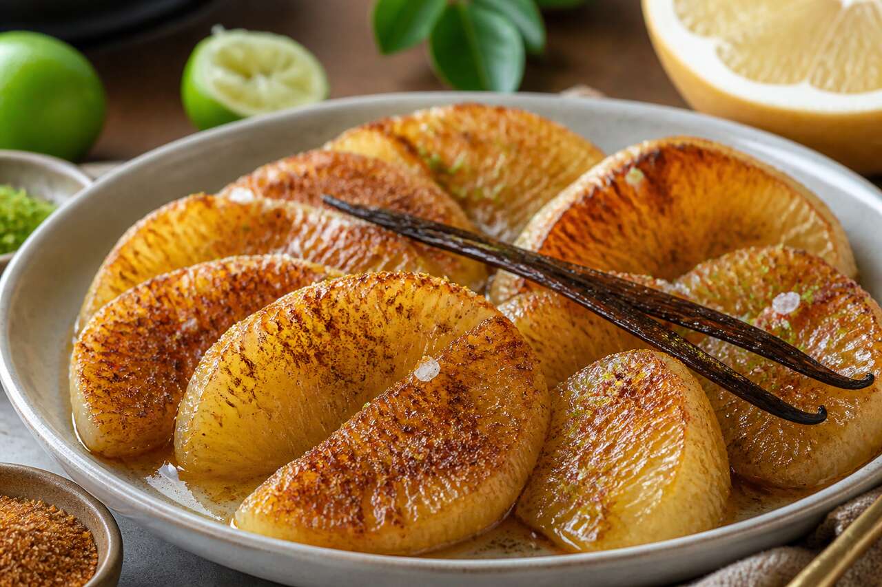 Pomelos rôtis à la vanille : recette vegan délicieuse
