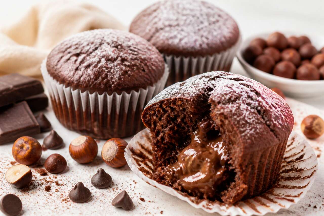 Muffins fourrés chocolat praliné maison : recette facile