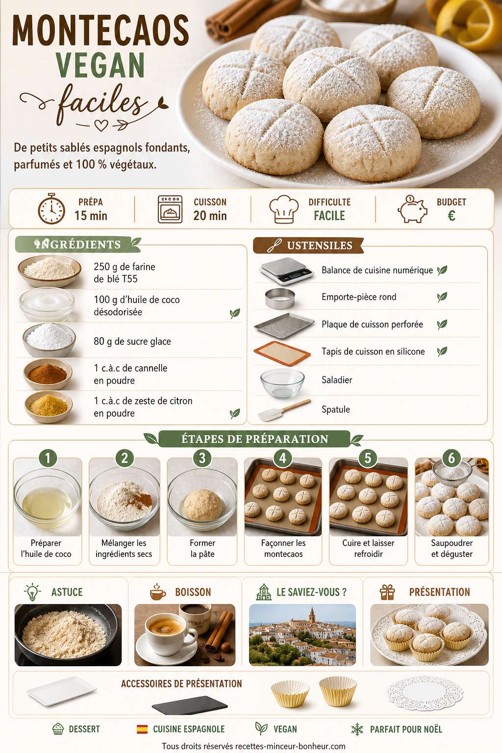 Fiche recette Recette de montecaos vegan faciles Fiche recette Recette de montecaos vegan faciles