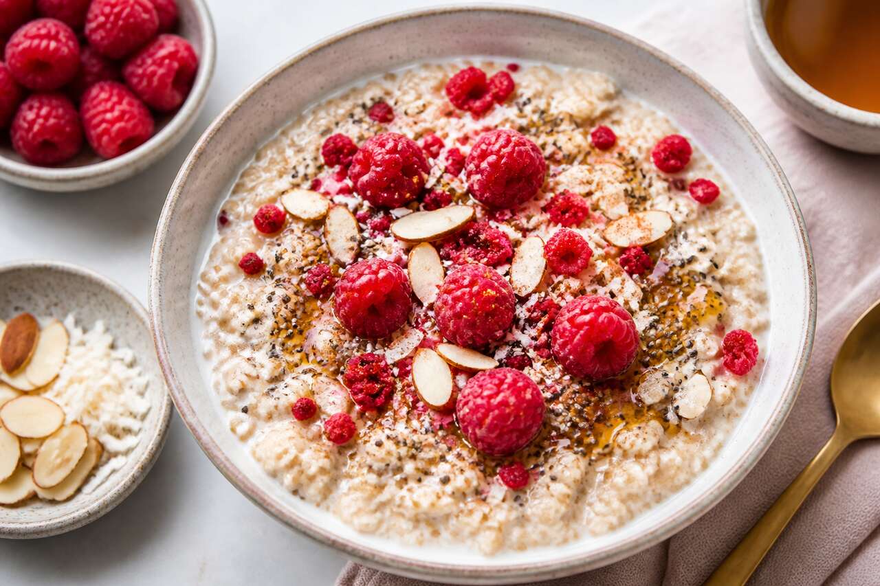 Recette de porridge vegan aux framboises