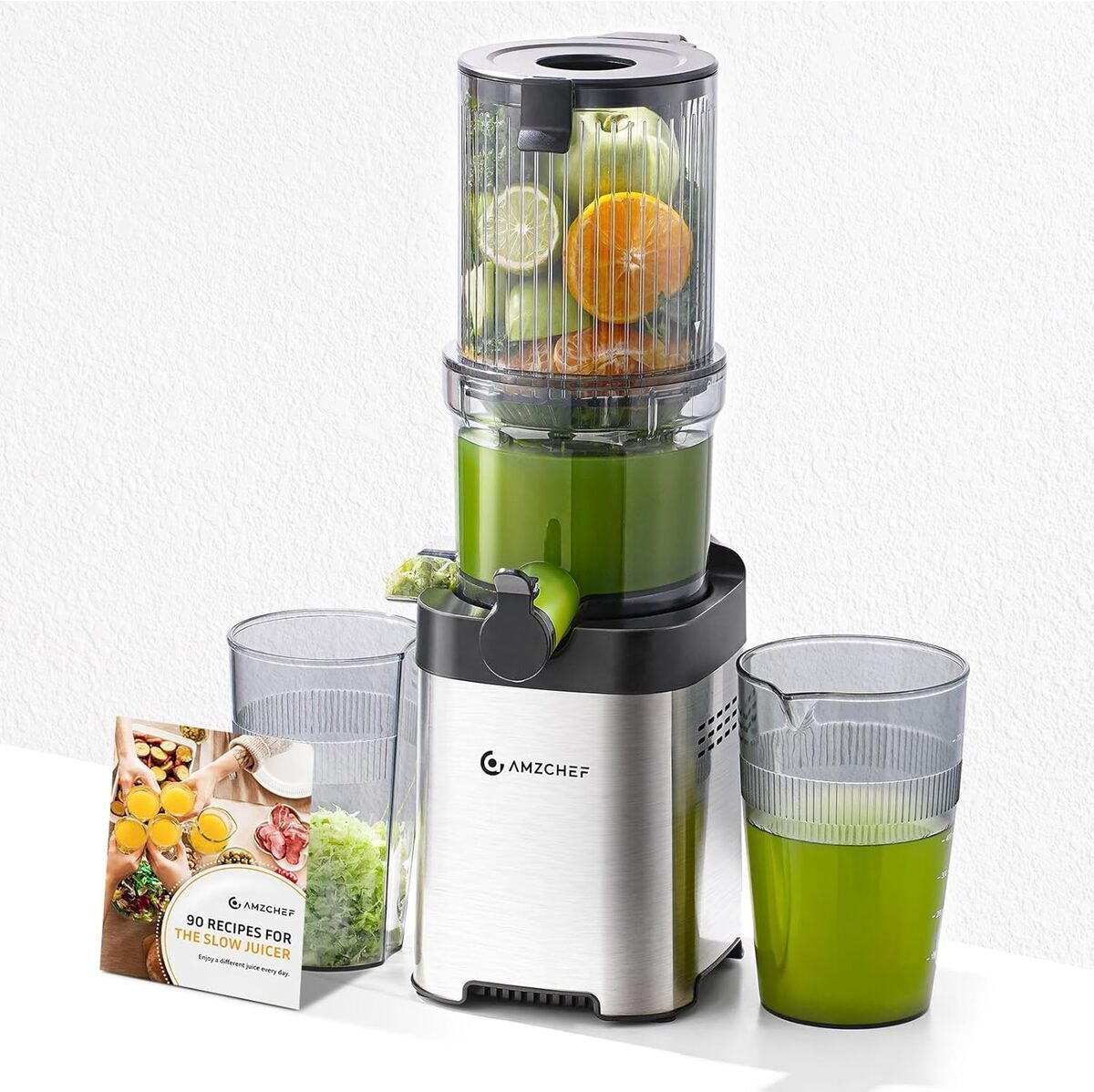 Test de l'extracteur AMZCHEF 120MM : jus de fruits entiers et légumes en mode slow juicer