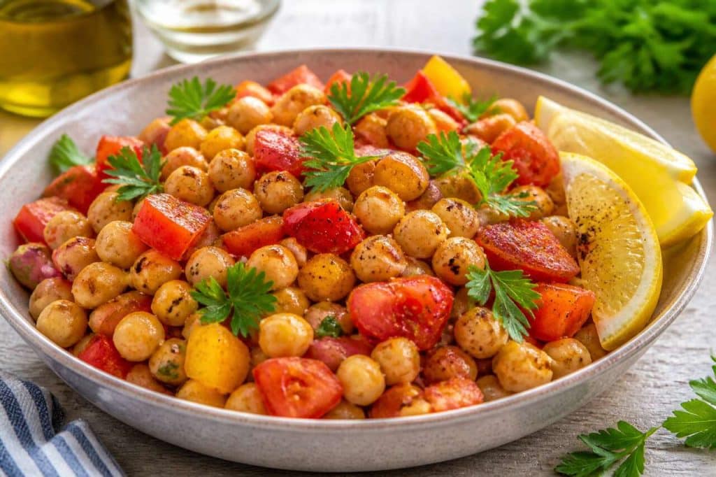 Salade de pois chiches : tomate et poivron pour l'été