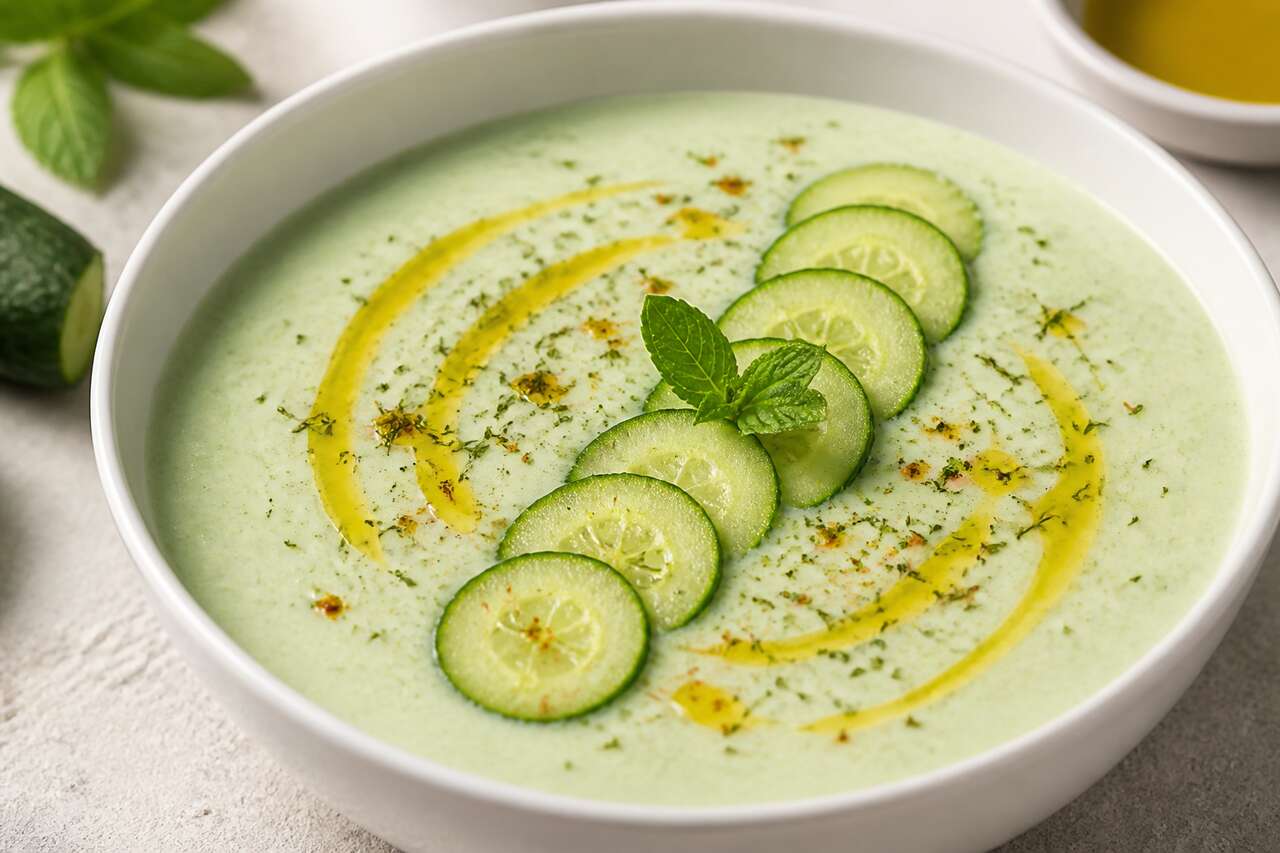 Soupe froide de concombre au yaourt