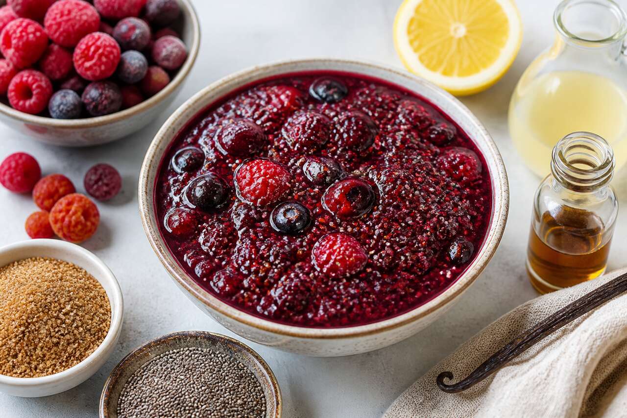 Recette de compote de fruits rouges vegan